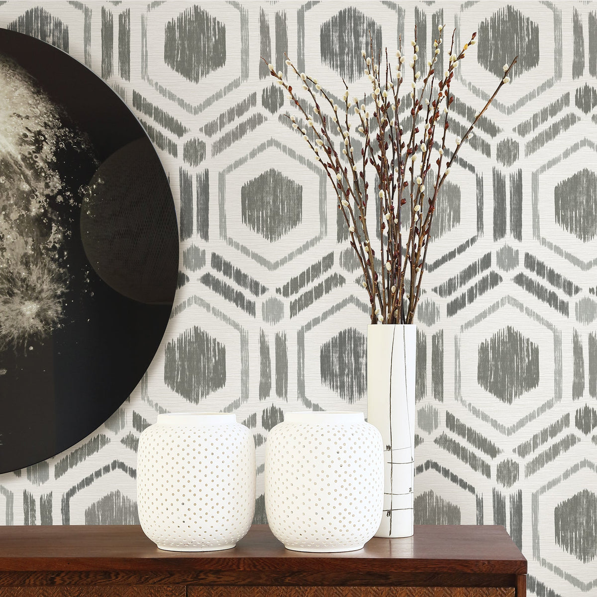 Borneo Geometric Grasscloth Wallpaper