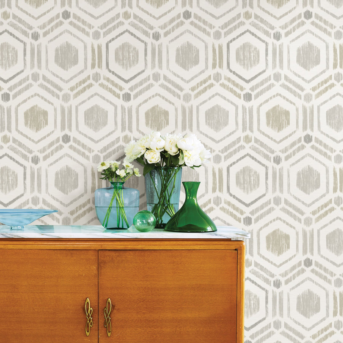 Borneo Geometric Grasscloth Wallpaper