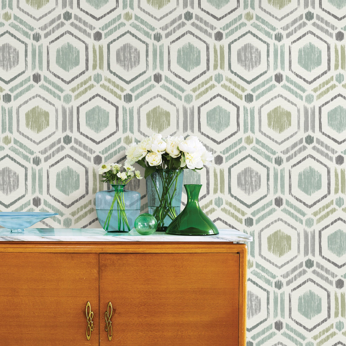 Borneo Geometric Grasscloth Wallpaper
