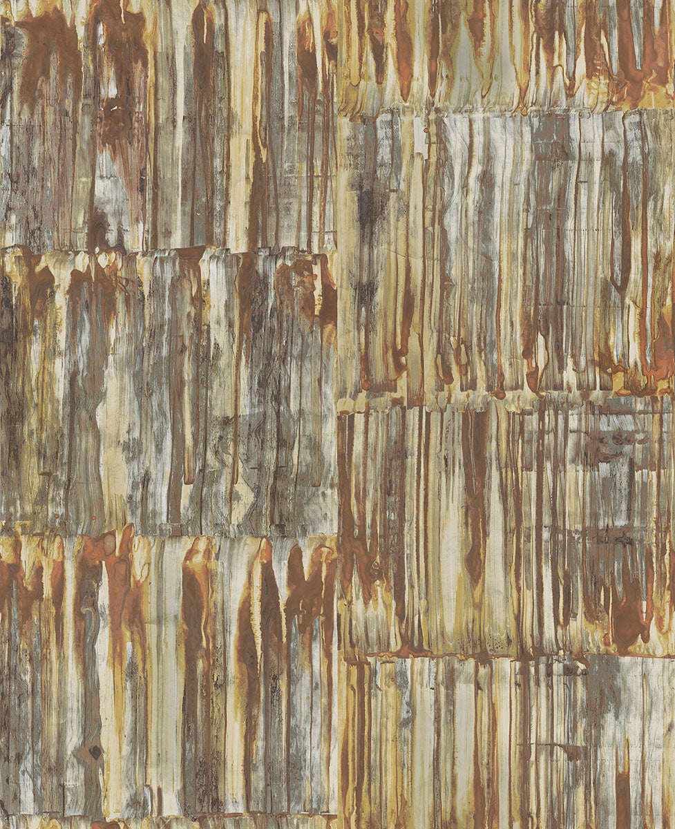 PATINA BRASS FAUX METAL PANELS WALLPAPER