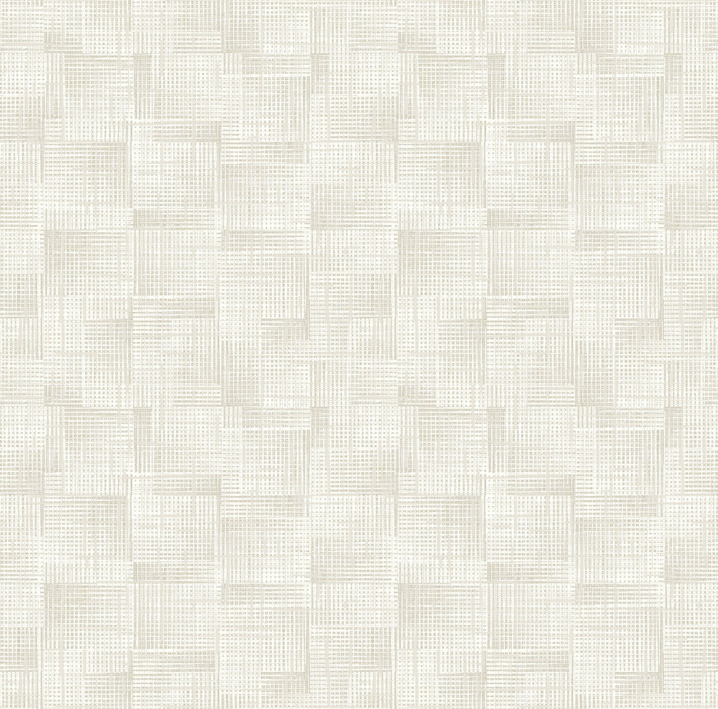 Fine woven details and a restricted palette gives this modern wallpaper refined depth. The overlapping grids of white, cre...