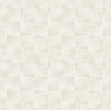 Load image into Gallery viewer, Fine woven details and a restricted palette gives this modern wallpaper refined depth. The overlapping grids of white, cre...