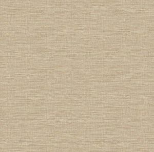 This faux linen wallpaper provides a warm, earthen touch to your interiors. The blend of golden taupe, beige and brassy hu...