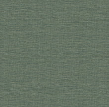 Load image into Gallery viewer, Enjoy rich green hues enhanced by the subtle depth of this faux linen wallpaper. The variegated greens are overlaid with r...