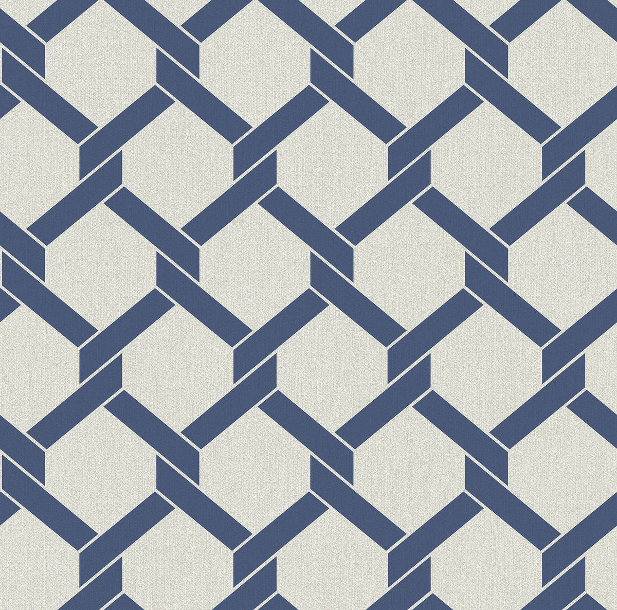 Enjoy a modern update to the classic trellis design with this wallpaper! Blue hexagon framing, with a sharp twist where ea...