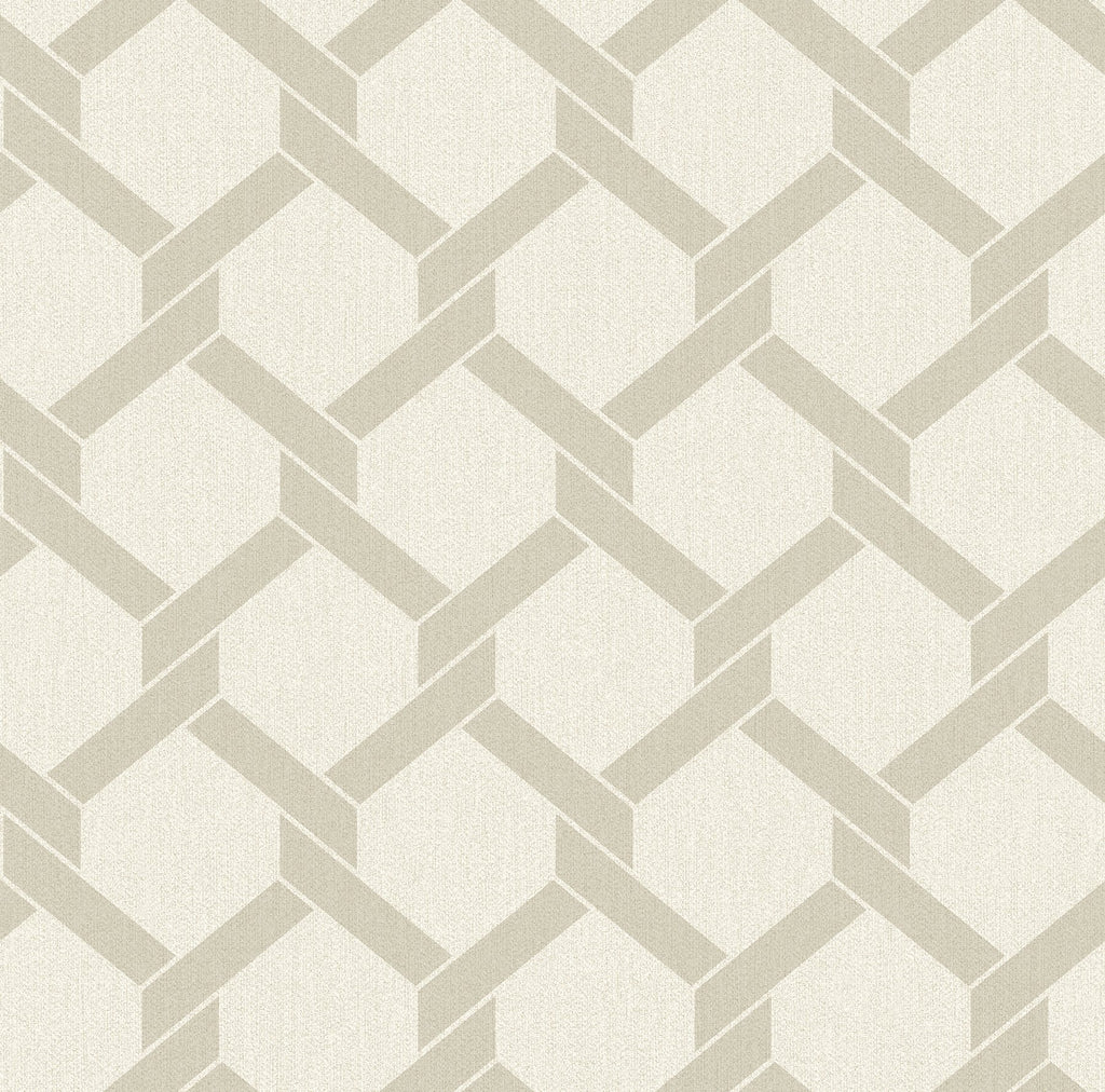 Enjoy a contemporary update to classic trellis design with this geometric wallpaper. The soft beige frame forms hexagons l...