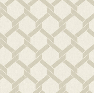 Enjoy a contemporary update to classic trellis design with this geometric wallpaper. The soft beige frame forms hexagons l...