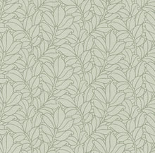 Load image into Gallery viewer, This botanical wallpaper is perfectly balanced between playful and elegant. Stems of round, curling leaves are outlined in...