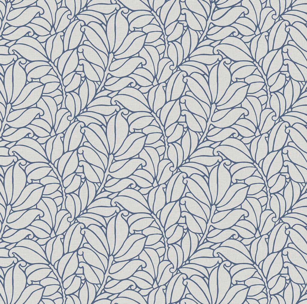 This leaf wallpaper is perfectly poised between elegant and playful. The plump, curling leaves are illustrated in bold blu...