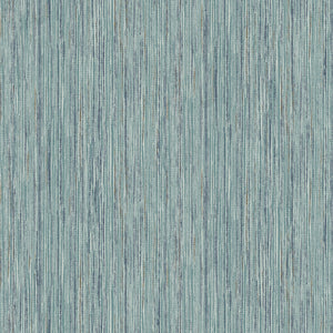 Enjoy vibrant color and depth with this teal faux grasscloth wallpaper! The blend of seafoam, teal, navy and gold strips m...
