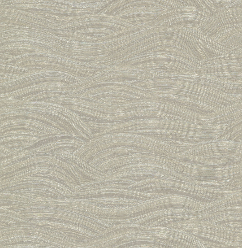This modern design gives your space serious zen garden vibes. The etched taupe waves are brushed with a golden shimmer tha...