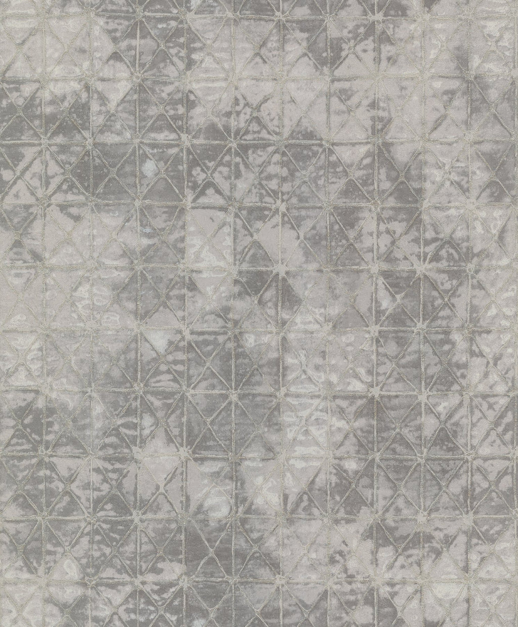 Enjoy the look of antique tile with this geometric wallpaper. The triangular segments are a range of mottled greys, with s...