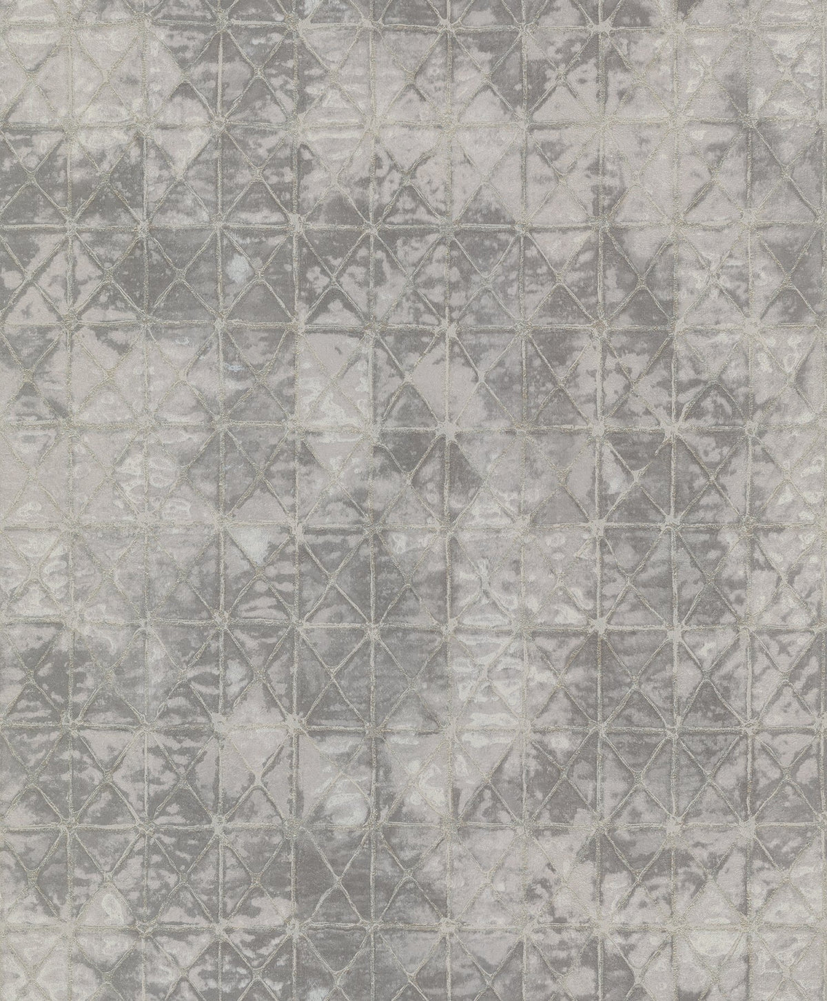 Enjoy the look of antique tile with this geometric wallpaper. The triangular segments are a range of mottled greys, with s...