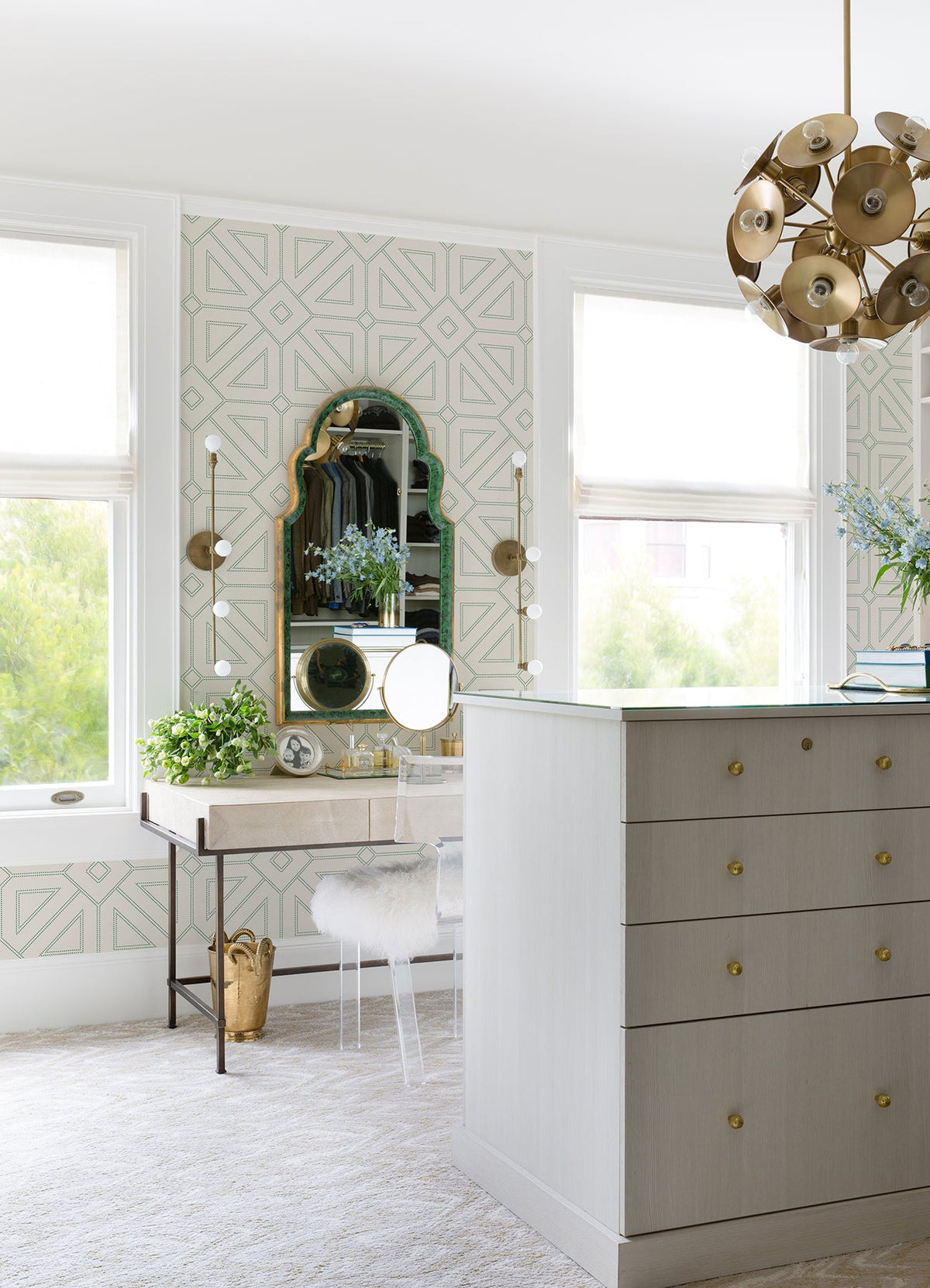 Voltaire Beaded Geometric Wallpaper