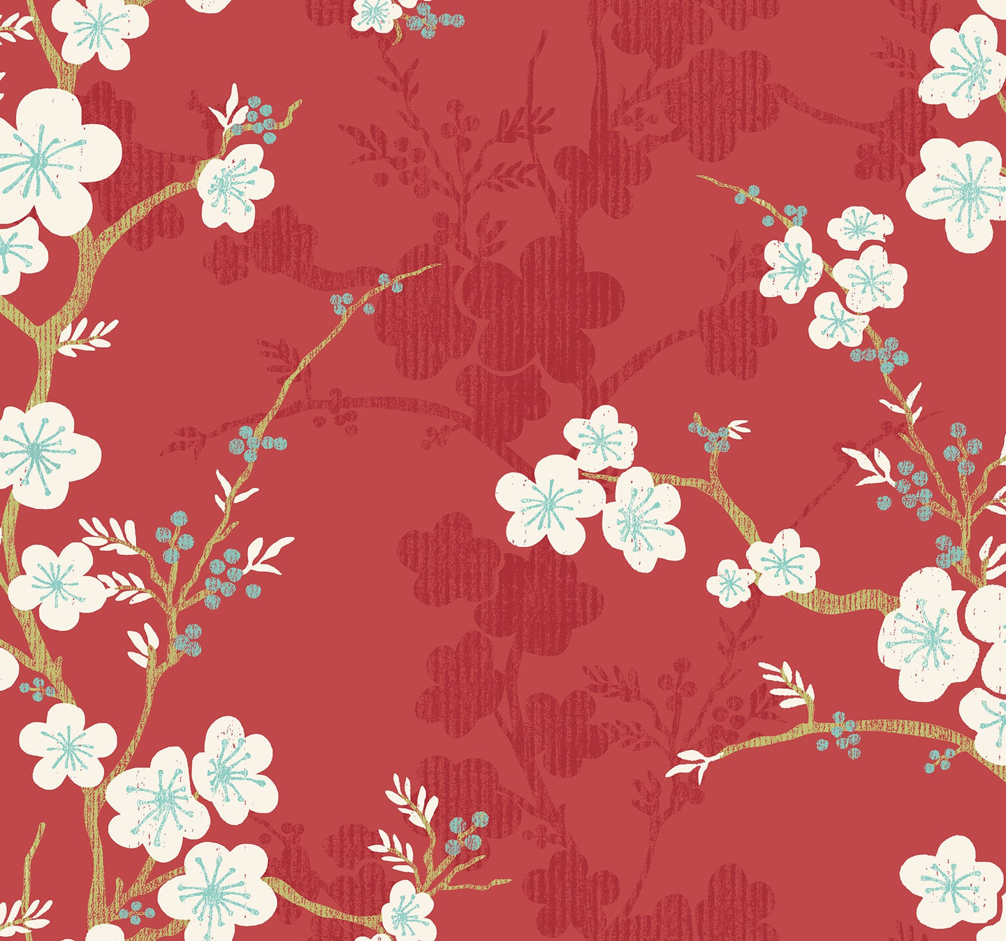 Botanical, Flowers, Modern, Red