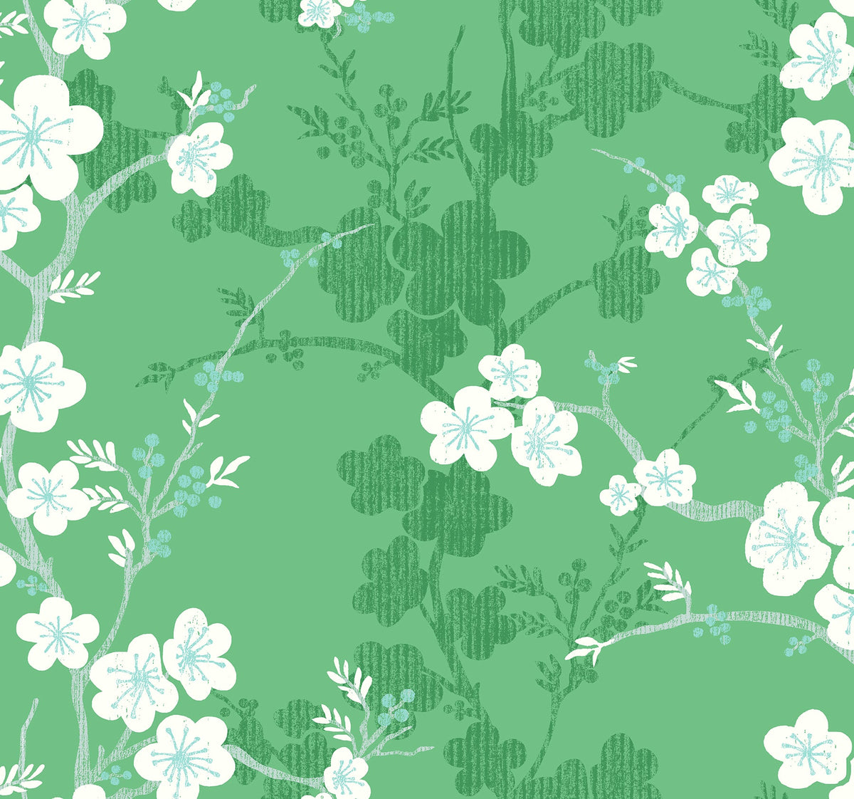 Botanical, Flowers, Modern, Green
