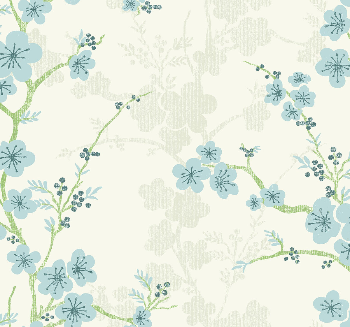 Botanical, Flowers, Modern, Light Blue