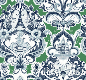 Graphics, Damask, Eclectic, Green