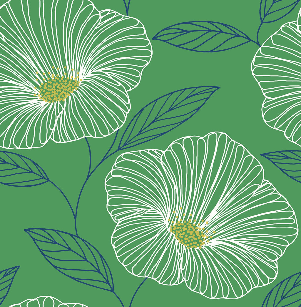 Botanical, Flowers, Modern, Green