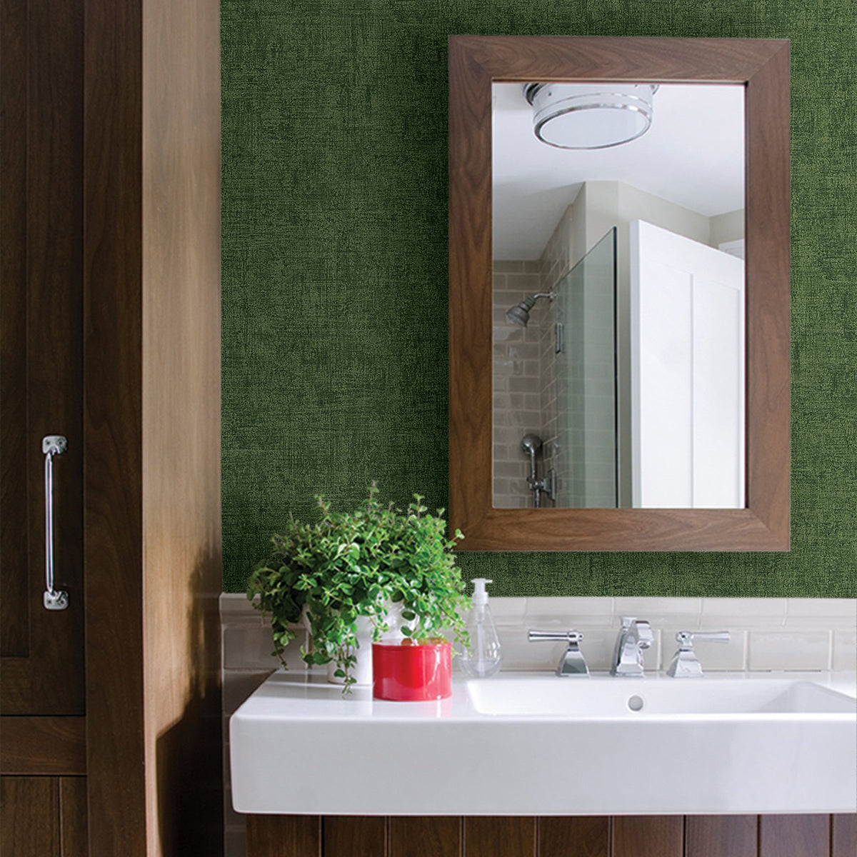 Emalia Dark Green Texture Wallpaper