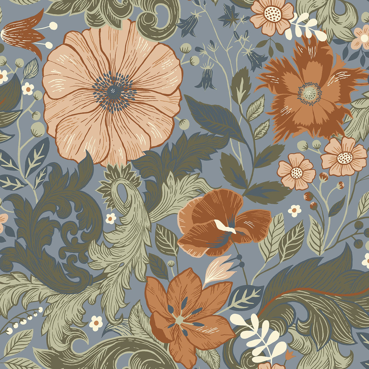 Victoria Floral Nouveau Wallpaper