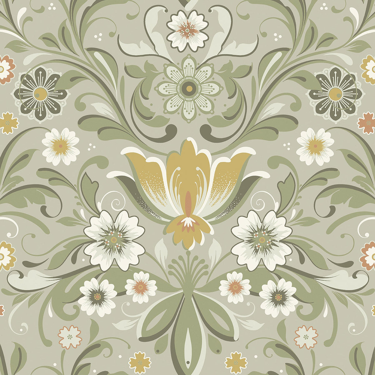 Ostanskar Retro Floral Wallpaper