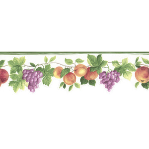 wallpaper, wallpapers, border, fruit, leaves, vines, apples, grapes, peaches, die cut