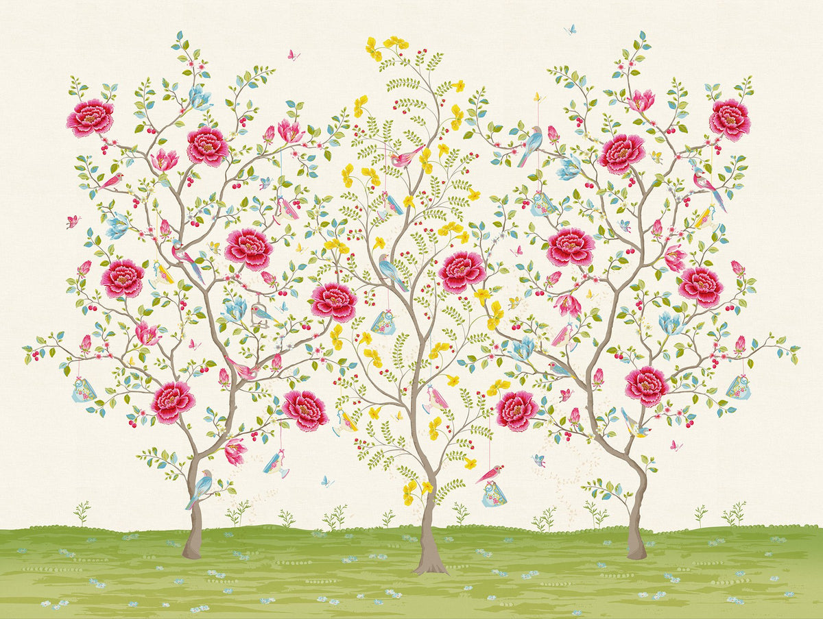White Morning Glory Mural