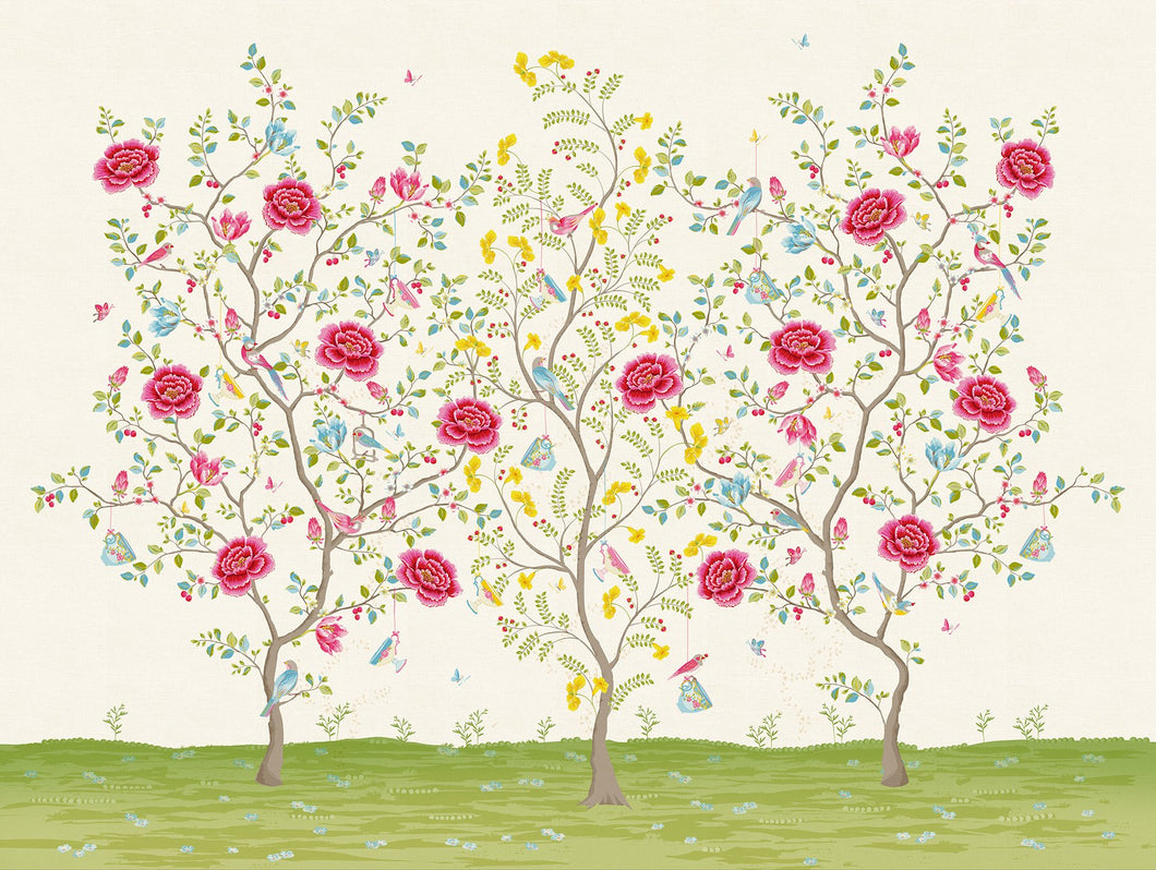 White Morning Glory Mural
