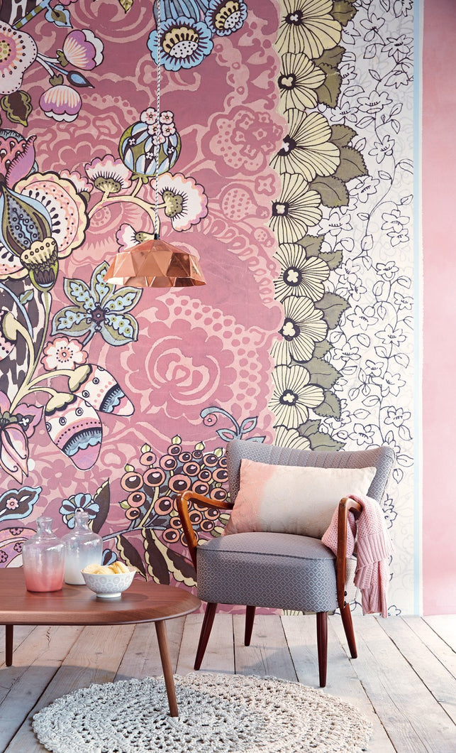 Tiger Blush Floral Patchwork Mural