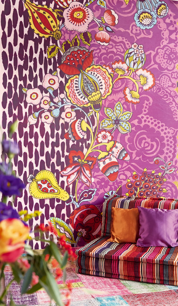 Tiger Orchid Floral Patchwork Mural