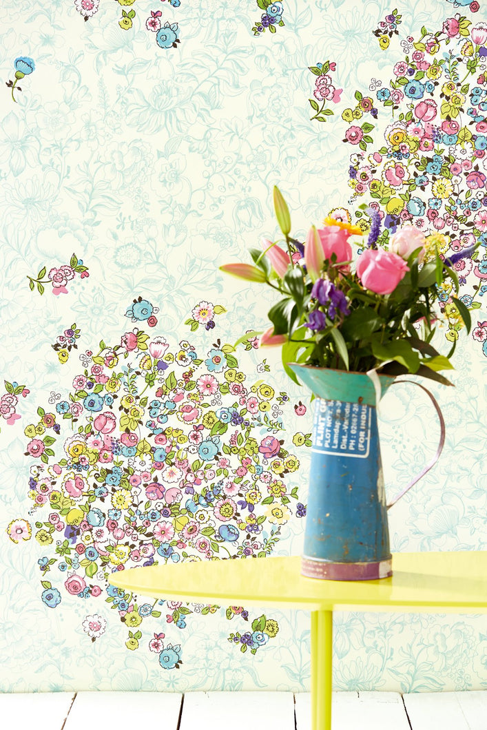 Bouquets Sky Floral Polka Dot Mural