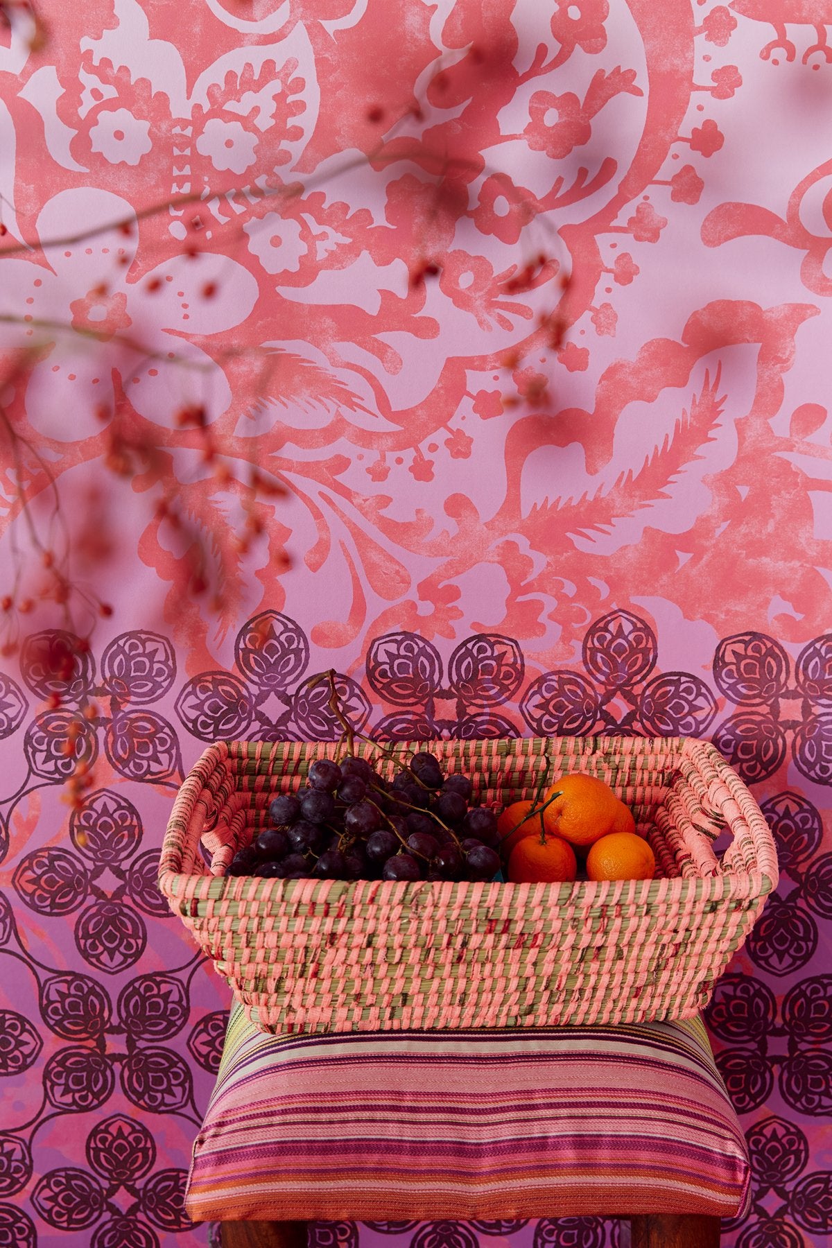 Indiana Coral Floral Paisley Mural