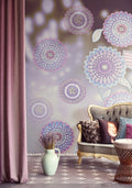 Tournaluna Violet Floral Medallion Mural