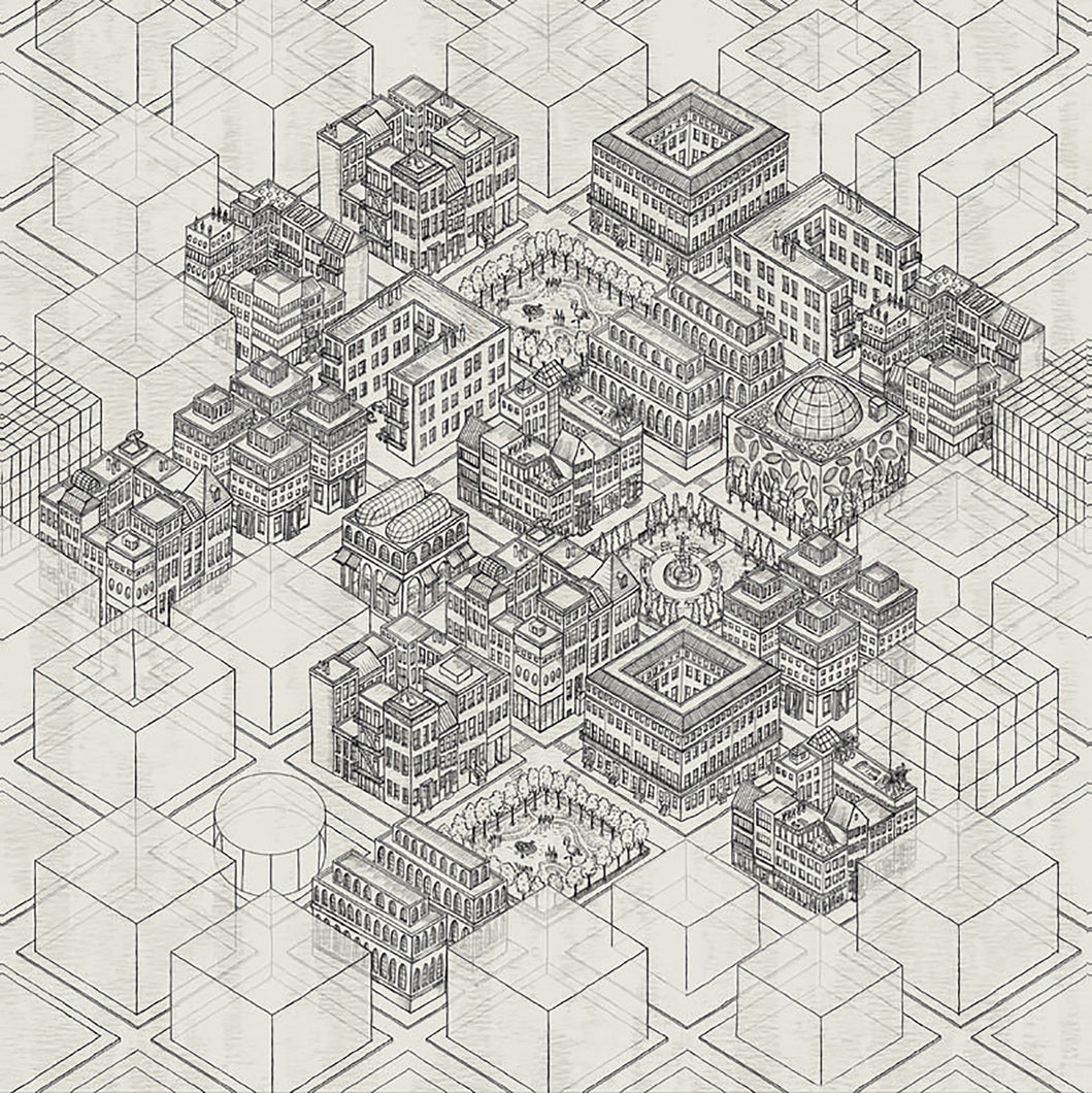 Building Blocks Grey Mural