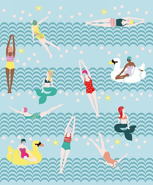 Lovely Ladies Bathing Mural