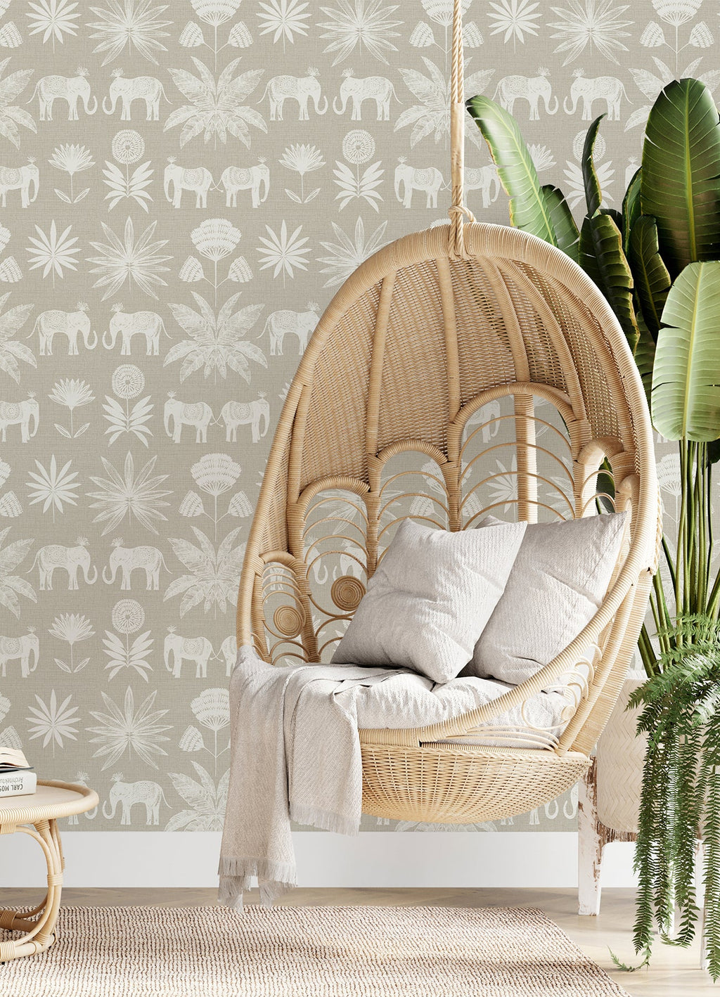 Bazaar Elephant Oasis Wallpaper
