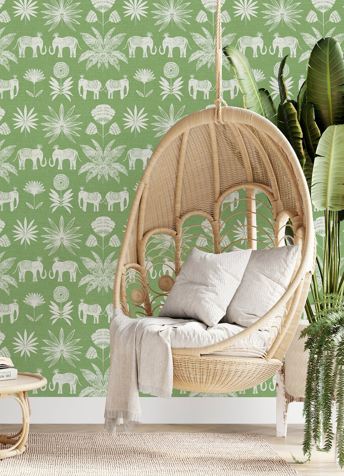 Bazaar Elephant Oasis Wallpaper
