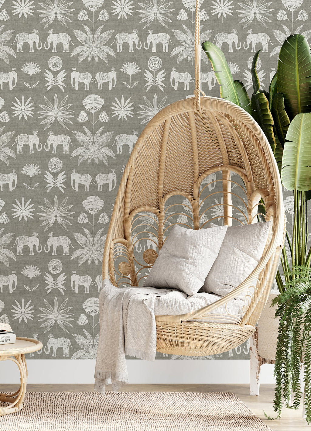 Bazaar Elephant Oasis Wallpaper