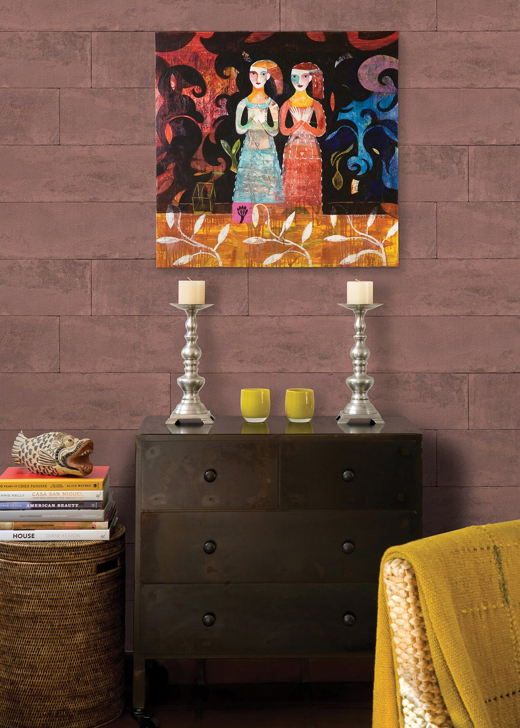Lanier Stone Plank Wallpaper