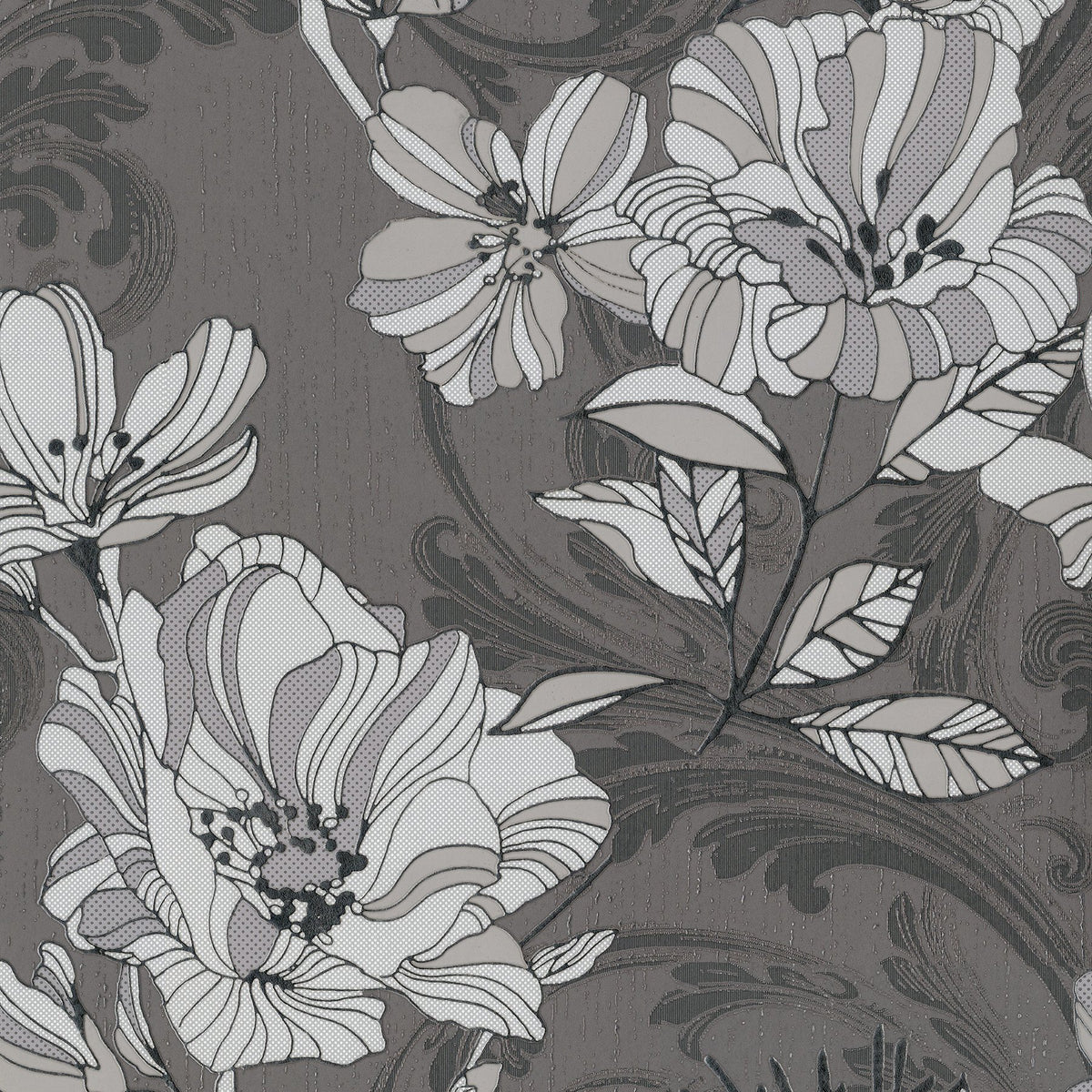 Glam, Flowers, Botanical, Greys
