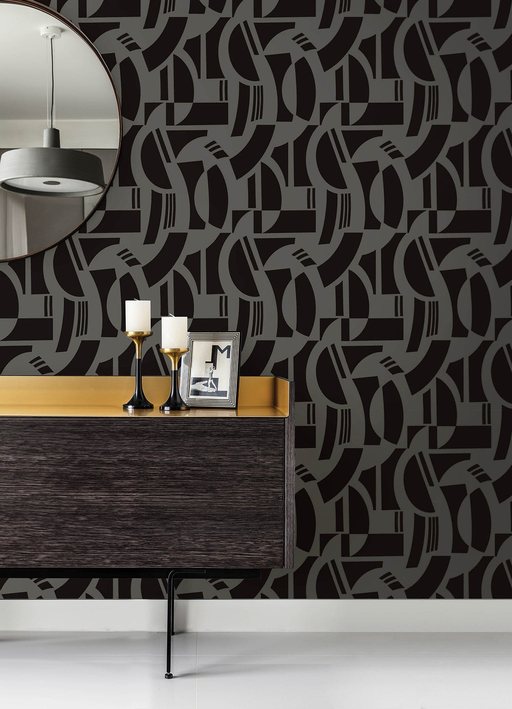 Carter Geometric Flock Wallpaper
