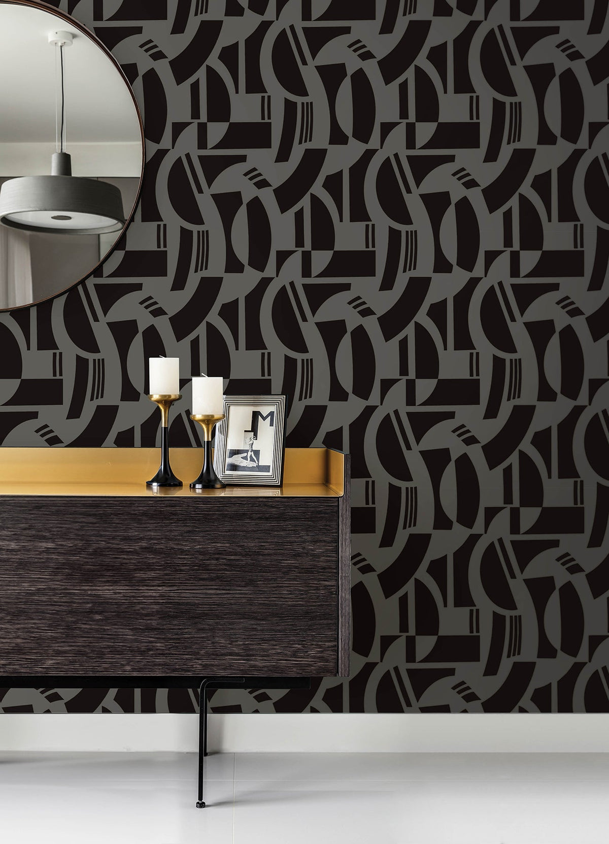 Carter Geometric Flock Wallpaper