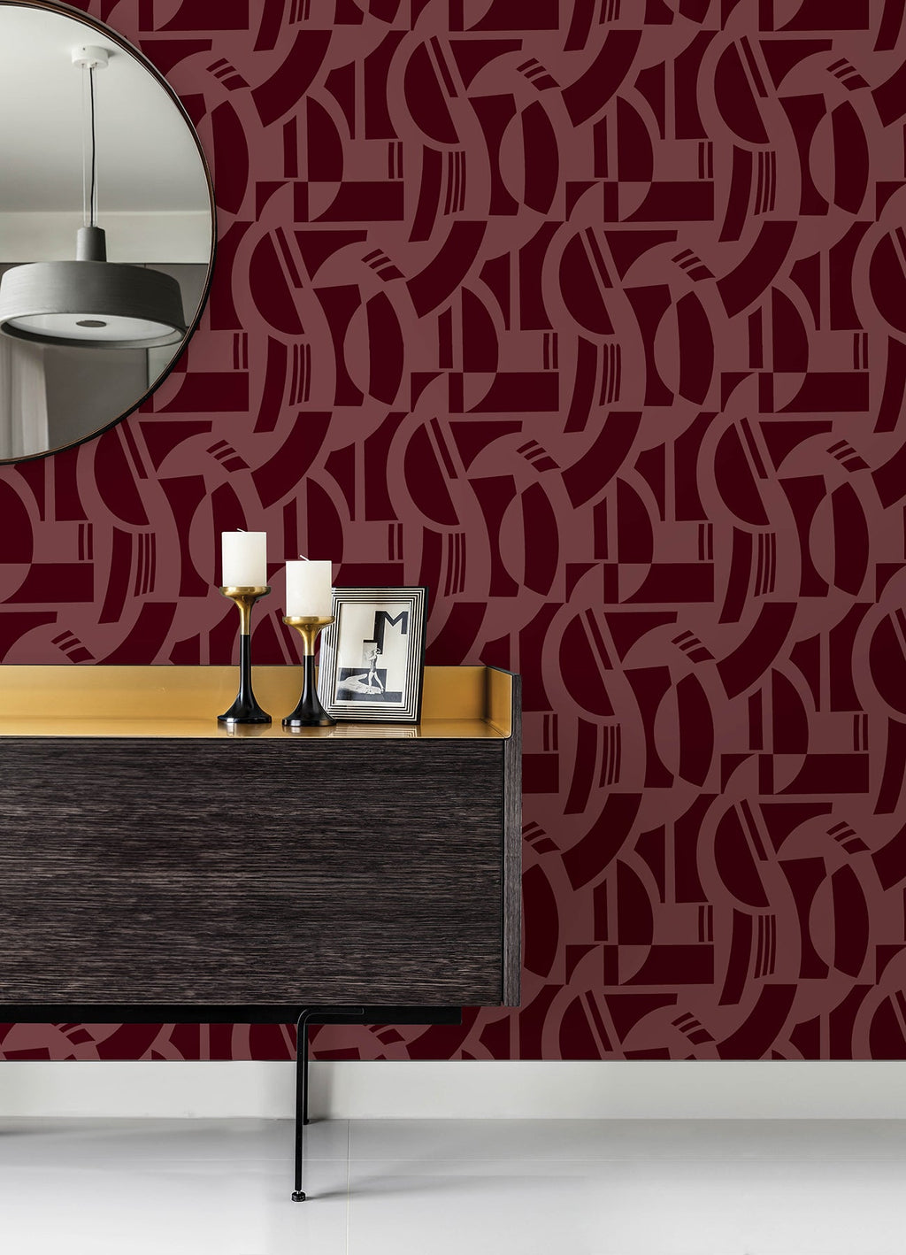 Carter Geometric Flock Wallpaper
