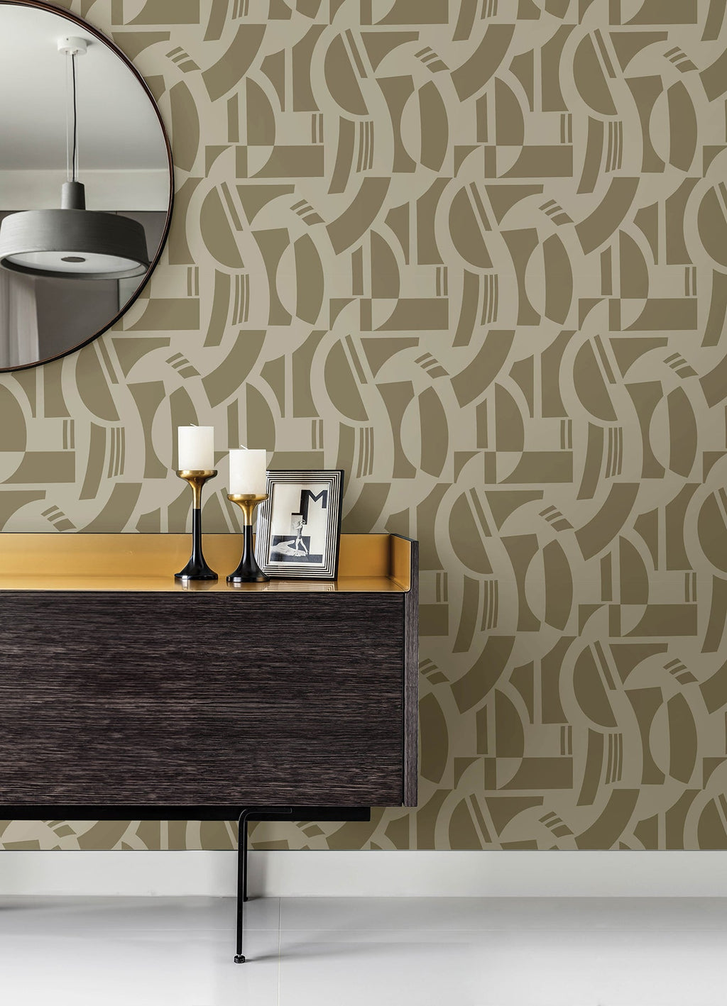 Carter Geometric Flock Wallpaper