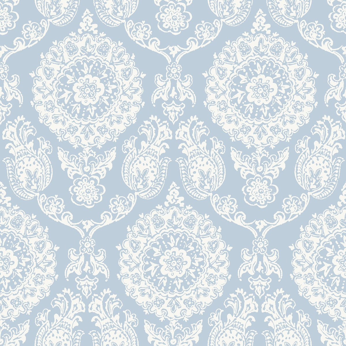 Helm Damask Floral Medallion Wallpaper