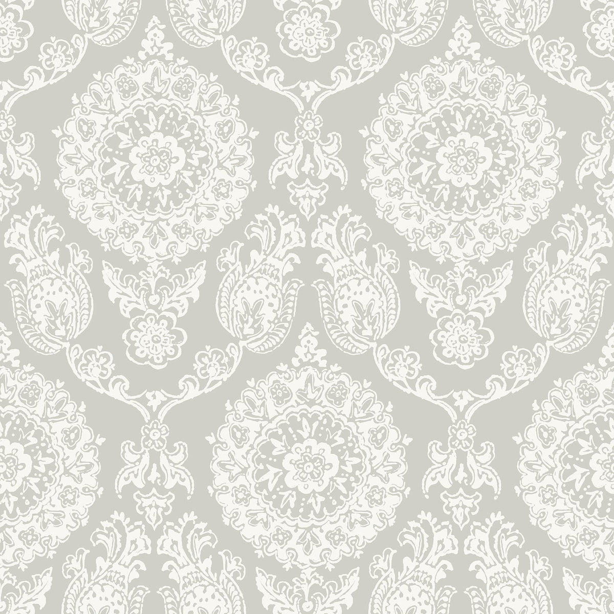 Helm Damask Floral Medallion Wallpaper