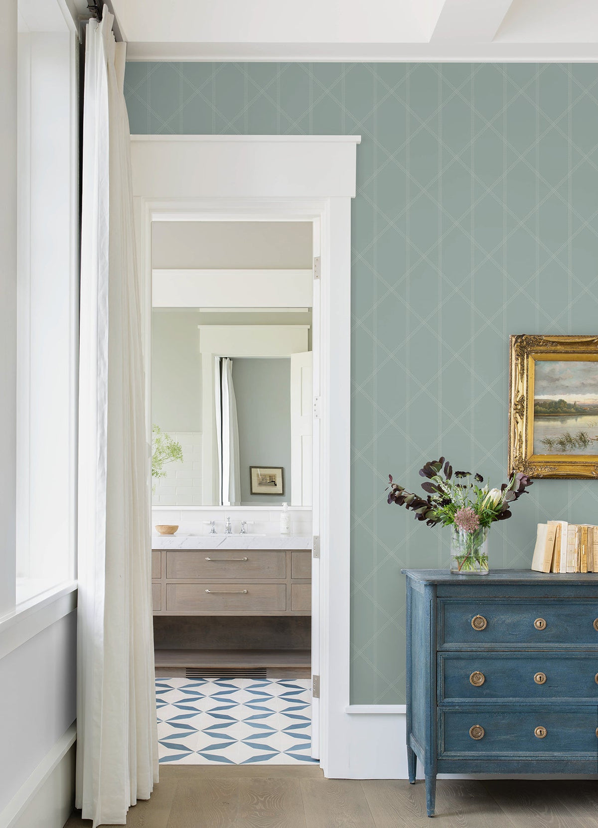Walcott Stitched Trellis Wallpaper