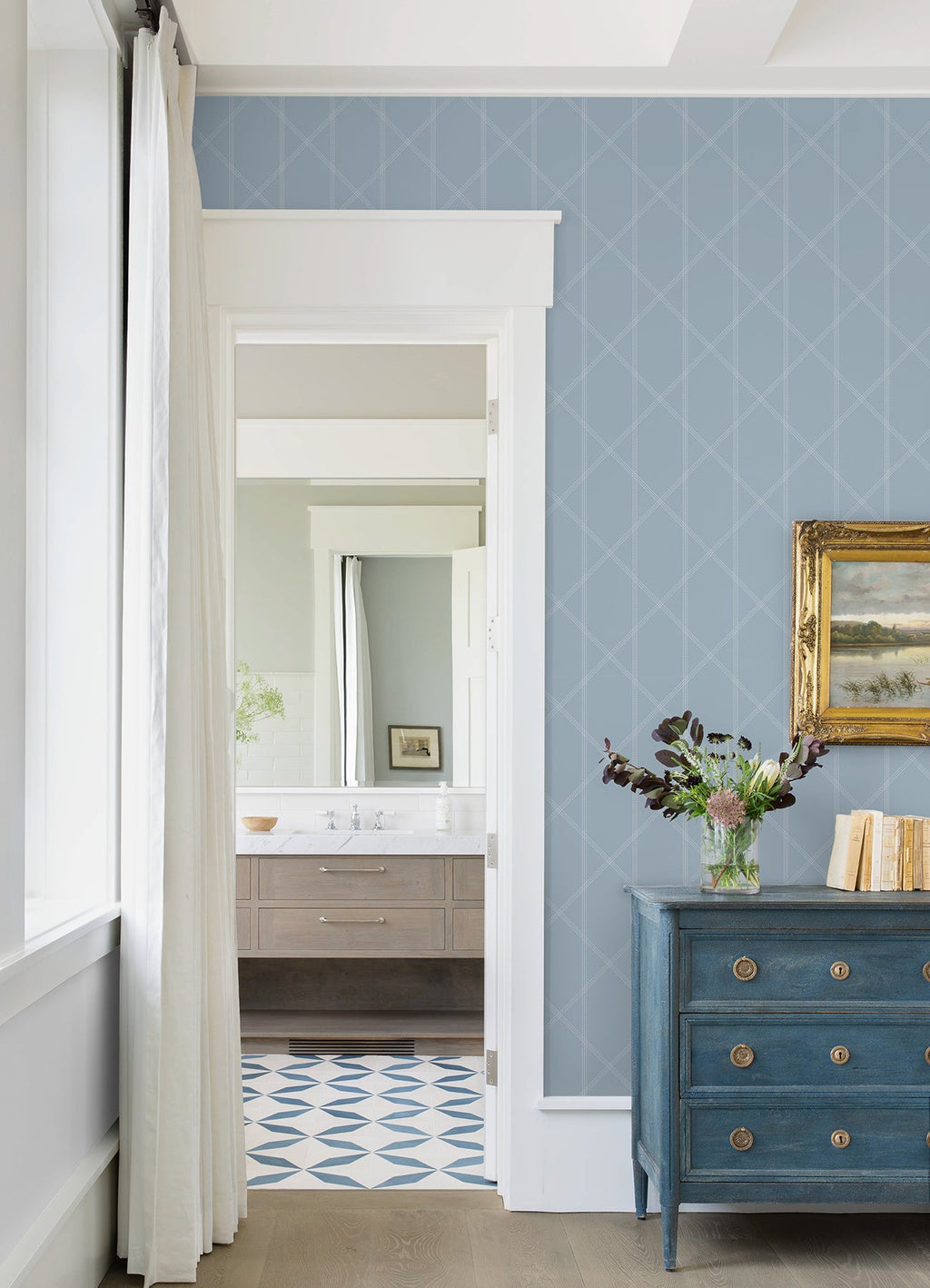 Walcott Stitched Trellis Wallpaper