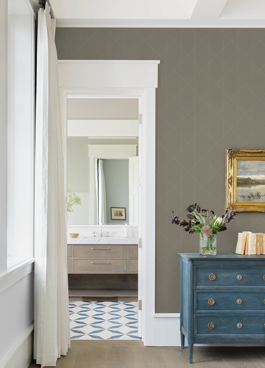 Walcott Stitched Trellis Wallpaper